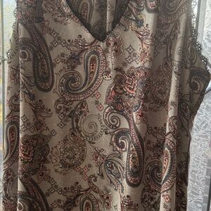 White House Black Market Paisley Lace Trim Blouse